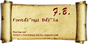 Fontányi Béla névjegykártya